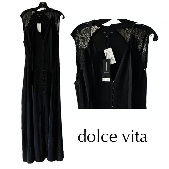 dolce vita Black Silk Button down Dress - Picture 1 of 11